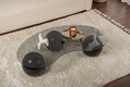 Masuta de cafea, Nordure, Sphere, 120x30x70 cm, Sticla temperata, Gri inchis