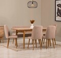 Set masa extensibila si 6 scaune, Vella, Vina, PAL, Pin Atlantic / Piatră