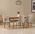 Set masa extensibila si 6 scaune, Vella, Vina, PAL, Pin Atlantic / Smântână