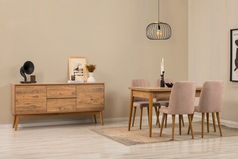Masa extensibila, Chairs & Console Set (6 Pieces), Vella, Vinuri 01 0900, PAL, Pin Atlantic / Piatră
