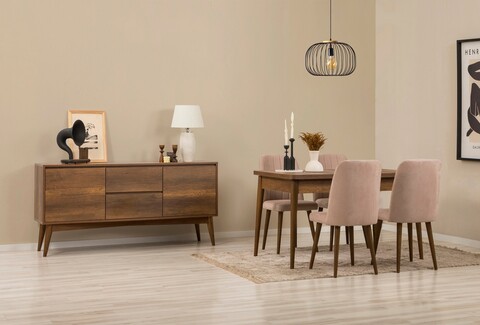 Masa extensibila, Chairs & Console Set (6 Pieces), Vella, Vinuri 01 0900, PAL, Nuc / Piatra