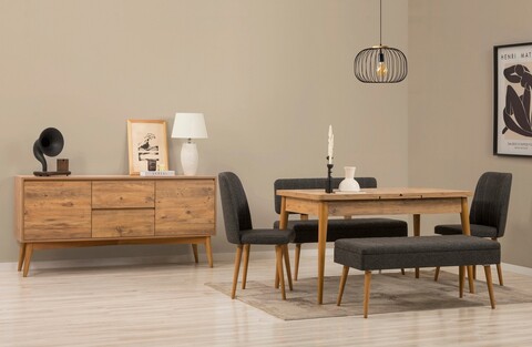 Masa extensibila, Chairs & Console Set (6 Pieces), Vella, Banca Vina 04 1053, PAL, Pin Atlantic / Antracit