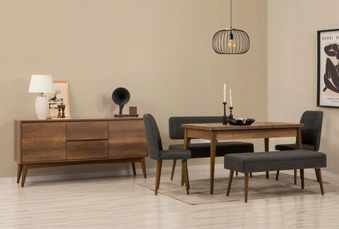 Masa extensibila, Chairs & Console Set (6 Pieces), Vella, Banca Vina 04 1053, PAL, Nuc / Antracit