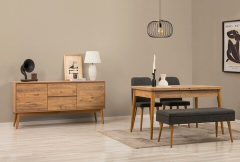 Masa extensibila, Chairs & Console Set (5 Pieces), Vella, Vinuri 02 1053, PAL, Pin Atlantic / Antracit
