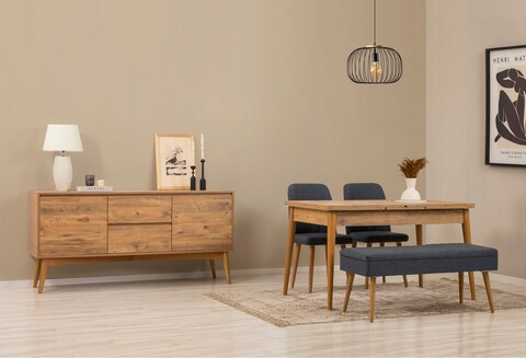 Masa extensibila, Chairs & Console Set (5 Pieces), Vella, Vinuri 02 1048, PAL, Pin Atlantic / Albastru închis