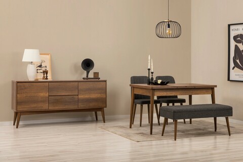 Masa extensibila, Chairs & Console Set (5 Pieces), Vella, Vinuri 02 1053, PAL, Nuc / Antracit