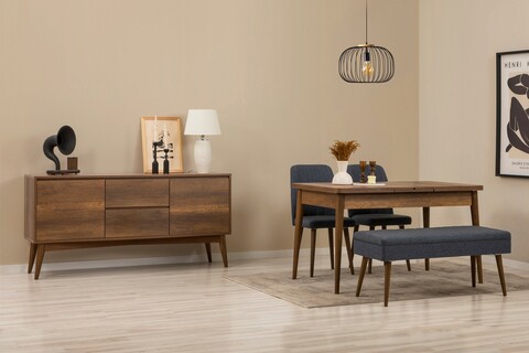 Masa extensibila, Chairs & Console Set (5 Pieces), Vella, Vinuri 02 1048, PAL, Nuc / Albastru închis