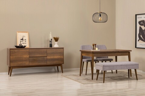Masa extensibila, Chairs & Console Set (5 Pieces), Vella, Vinuri 02 0701, PAL, Nuc / Gri