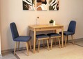 Set masa extensibila si 6 scaune, Vella, Vina Mini 03 1048, PAL, Stejar / Albastru închis