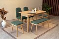 Set masa extensibila si 6 scaune, Vella, Vina Mini 03 1070, PAL, Stejar / Verde