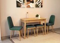 Set masa extensibila si 6 scaune, Vella, Vina Mini 03 1070, PAL, Stejar / Verde