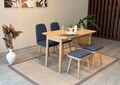 Set masa extensibila si 4 scaune, Vella, Vina Mini 02 1048, PAL, Stejar / Albastru închis