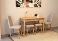 Set masa extensibila si 4 scaune, Vella, Vina Mini 02 1005, PAL, Stejar / Crem