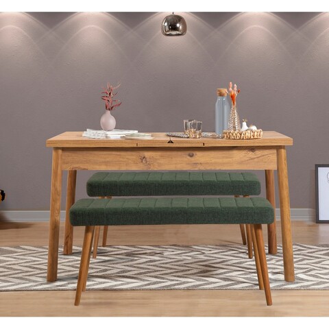 Set masa extensibila si 2 banci, Vella, Santiago 1070, PAL, Pin Atlantic / Verde