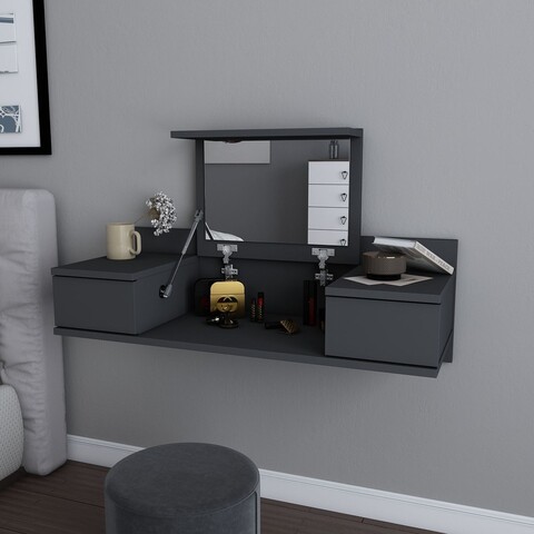 Masa de machiaj, Hanah Home, Zenn, 100x62x38.9 cm, Antracit