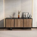Bufet, Zena Home, Monaco, 150x51 cm, PAL, Negru / Nuc deschis