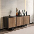 Bufet, Zena Home, Monaco, 150x51 cm, PAL, Negru / Nuc deschis