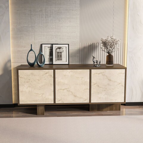 Bufet, Zena Home, Monaco, 150x51 cm, PAL, Nuc / Travertin