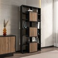 Corp biblioteca, Zena Home, Monaco, 85x176x20 cm, PAL, Negru / Nuc deschis