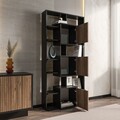 Corp biblioteca, Zena Home, Monaco, 85x176x20 cm, PAL, Negru / Nuc deschis