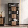 Corp biblioteca, Zena Home, Monaco, 85x176x20 cm, PAL, Negru / Nuc deschis