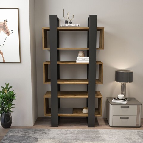 Corp biblioteca, Zena Home, Reina, 80x150x.29 cm, PAL, Nuc / Antracit