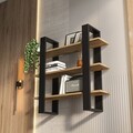 Raft de perete, Zena Home, Suno, 90x90x22 cm, PAL, Stejar negru / Oud