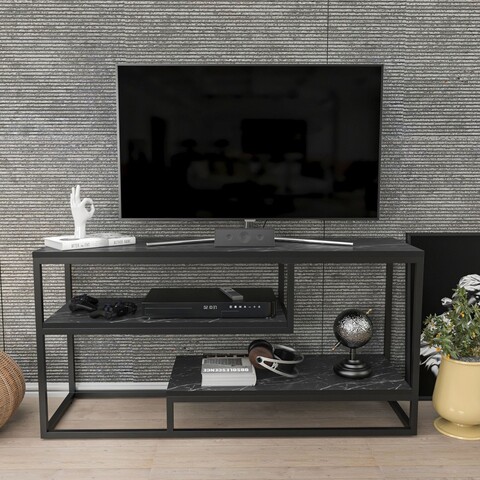 Comoda TV, Zena Home, Lorin, PAL, Alb/Negru