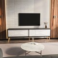 Comoda TV, Zena Home, Riso, 180x54x35 cm, PAL, Alb/Negru