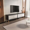 Comoda TV, Zena Home, Riso, 180x54x35 cm, PAL, Alb/Negru