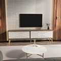 Comoda TV, Zena Home, Riso, 180x54x35 cm, PAL, Nuc/Alb