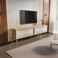 Comoda TV, Zena Home, Riso, 180x54x35 cm, PAL, Stejar Safir / Alb