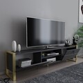Comoda TV, Zena Home, Mila, 184x45x34 cm, PAL, Antracit / Aur