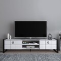 Comoda TV, Zena Home, Mora, 184x45x34 cm, PAL, Alb/Negru