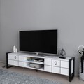 Comoda TV, Zena Home, Mora, 184x45x34 cm, PAL, Alb/Negru