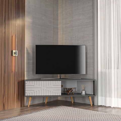 Comoda TV, Zena Home, Mora, 140x54x45 cm, PAL, Antracit/Alb