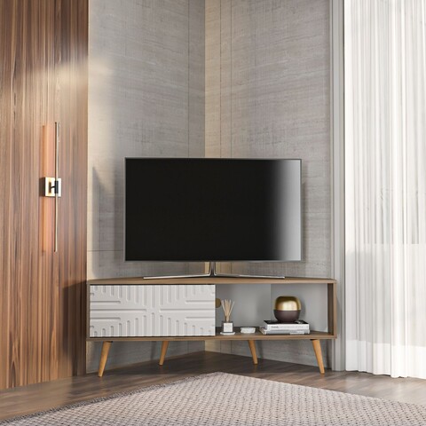 Comoda TV, Zena Home, Mora, 140x54x45 cm, PAL, Nuc/Alb