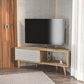 Comoda TV, Zena Home, Mora, 140x54x45 cm, PAL, Stejar Safir / Alb