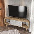 Comoda TV, Zena Home, Mora, 140x54x45 cm, PAL, Stejar Safir / Alb