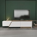 Comoda TV, Zena Home, Zonas, 180x28 cm, PAL, Alb/Maro