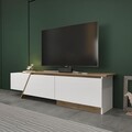 Comoda TV, Zena Home, Zonas, 180x28 cm, PAL, Alb/Maro