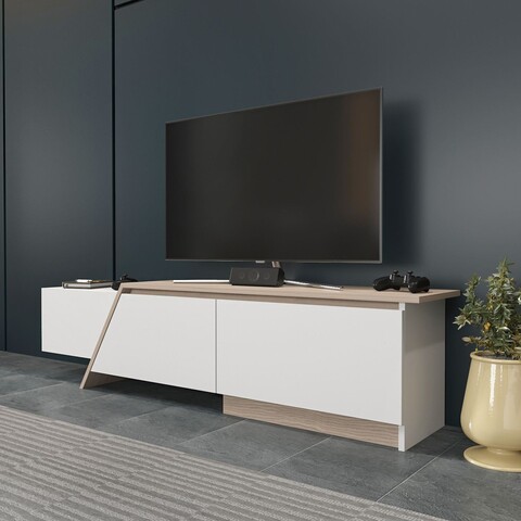 Comoda TV, Zena Home, Zonas, 180x28 cm, PAL, Alb / Cordoba