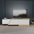 Comoda TV, Zena Home, Zonas, 180x28 cm, PAL, Stejar alb / safir