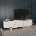 Comoda TV, Zena Home, Zonas, 180x28 cm, PAL, Stejar alb / safir