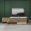 Comoda TV, Zena Home, Zonas, 180x28 cm, PAL, Nuc/Alb