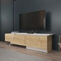 Comoda TV, Zena Home, Zonas, 180x28 cm, PAL, Stejar Safir / Alb