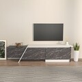 Comoda TV, Zena Home, Zonas, 180x28 cm, PAL, Gri/Alb