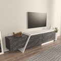 Comoda TV, Zena Home, Zonas, 180x28 cm, PAL, Gri/Alb