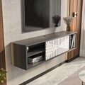 Comoda TV, Zena Home, Teo Floating, 140x29 cm, PAL, Antracit/Alb