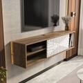 Comoda TV, Zena Home, Teo Floating, 140x29 cm, PAL, Nuc/Alb
